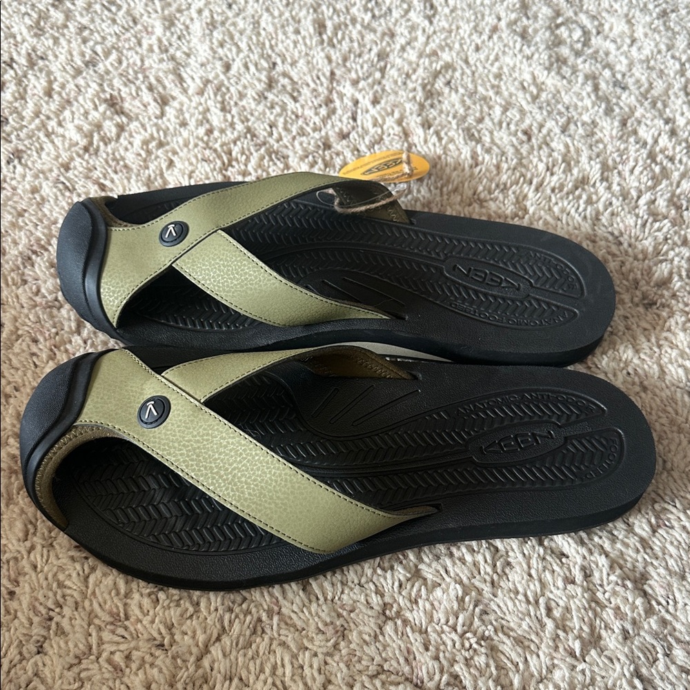 Keen Olive and Black Barbados Flip-Flops Sz 13 NWT